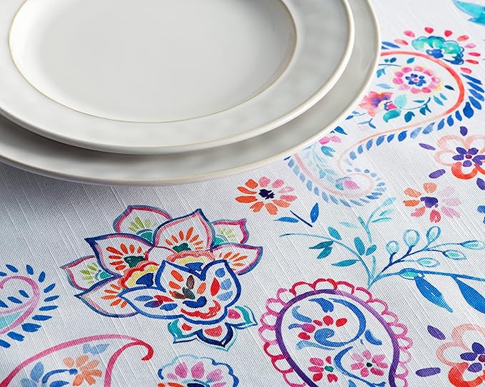 Maison d' Hermine Table Cloth Rectangle Table 100% Cotton 70 x 108 Inches Tablecloth Reusable Decorative for Dining Room Farmhouse Home Valentines Day Decorations Spring Summer - Indian Floral