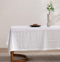 EVERLY Pure Linen Hemstitch Tablecloth,100% Stonewashed French Linen tablecloths for Kitchen Dining Rectangle Tables,60x108Inch Machine Washable Christmas Thanksgiving Organic Tablecloth-White