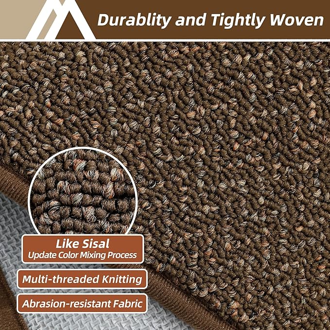 COSY HOMEER Kitchen Rugs 20"x32" Non-Slip Kitchen Mats for Floor Absorbent Stain Resistant Kitchen Floor Mat Machine Washable Rugs for Kitchen,Hallway,Sink,Brown