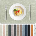 FROMHEART Faux Leather Placemats Set of 8–Waterproof,Heat/Oil Stain-Resistant PU Table Mat–Reversible,Non-Slip,Easy to Clean Place Mats for Kitchen,Dining,Indoor/Outdoor,(Light Green,11.8" x 17")