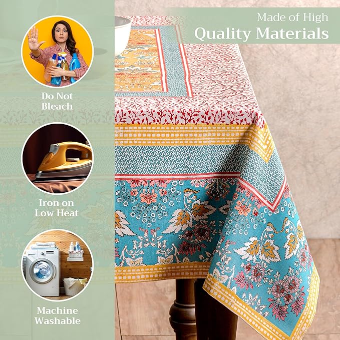 Maison d' Hermine Table Cloth Rectangle Table 100% Cotton 70 x 120 Inches Tablecloth Reusable Decorative for Dining Room Farmhouse Home Valentines Day Decorations Spring Summer - Marquise