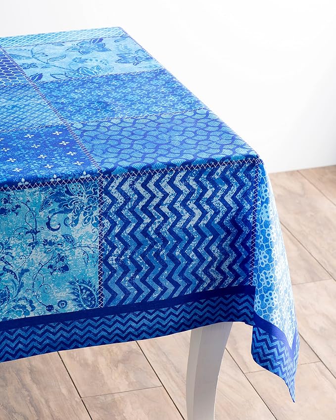 Maison d' Hermine Table Cloth Rectangle Table 100% Cotton 60 x 90 Inches Tablecloth Reusable Decorative for Dining Room Farmhouse Home Valentines Day Decorations Spring Summer - Indigo Love