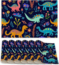 Dinosaurs Placemats Set of 6,12x18 Inch Table Mats for Colorful Dinosaurs Kitchen Table Washable Farmhouse Linen Table Mats Dining Decoration