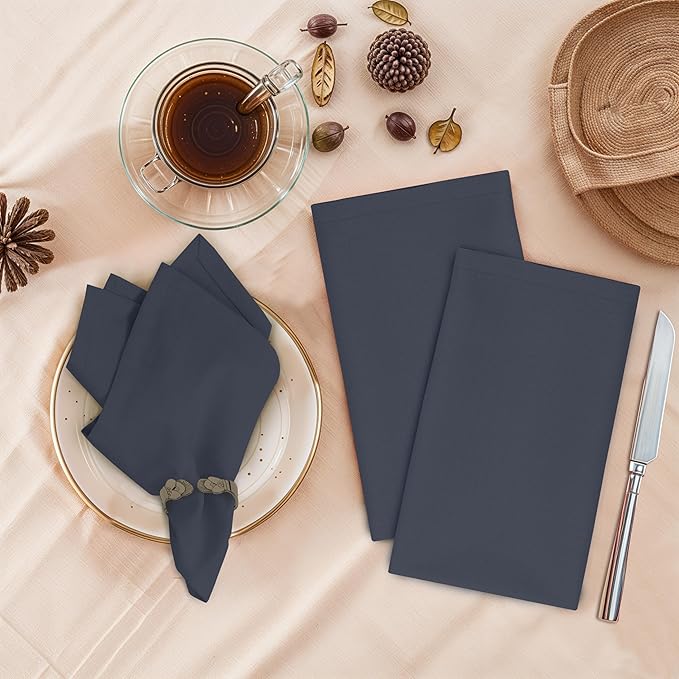 Ruvanti Cloth Napkins Set of 12, 18x18 Inches, 100% Cotton, Washable, Soft & Absorbent, Perfect for Wedding, Christmas, ‎Thanksgiving Dinners - Ombre Blue