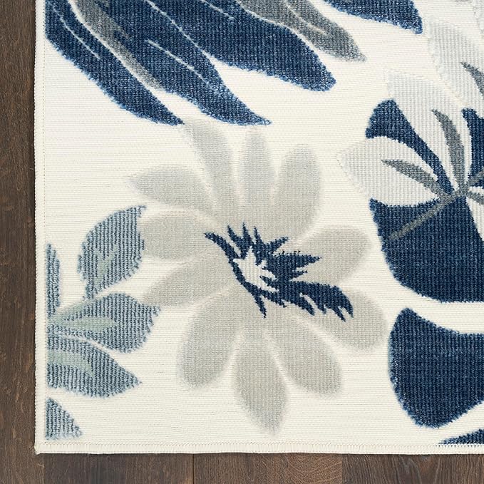 Nourison Home Suncoast Blue 4' x 6' Area Rug - Easy Clean, Non Shedding, Bed Room, Living Room, Dining Room, Kitchen (4' x 6')