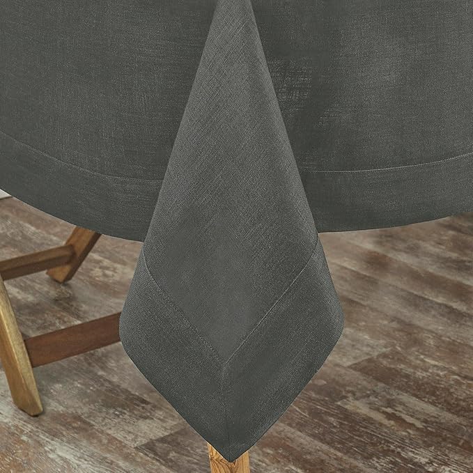 D'Moksha Homes Charcoal Grey Linen Tablecloth 60 x 84 Inch - 100% Pure Linen Table Cloth for Rectangle Tables - Machine Washable Cloth Tablecloth for Spring, Easter