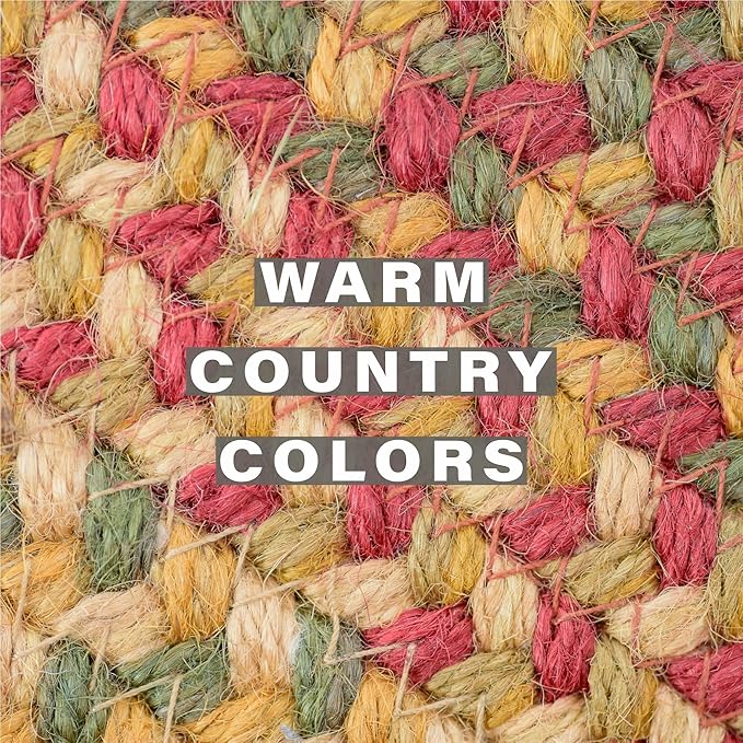 Homespice Cider Barn Jute Woven Placemats, Warm Country Rustic Decor, Set of 4, Red 13x19 Rectangle Table Mats - Vibrant Colors, Durable, Easy to Clean and Protects Furniture