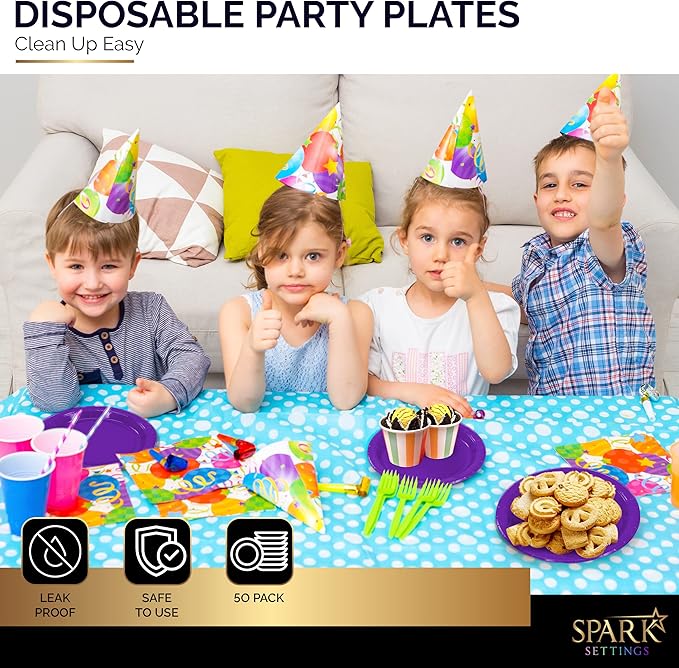 Disposable Paper Plates Purple, 7 Inch Paper Dessert Plates, Strong and Sturdy Disposable Plate for Party, Dinner, Holiday, Picnic, or Travel Party Plate, Pack of 50
