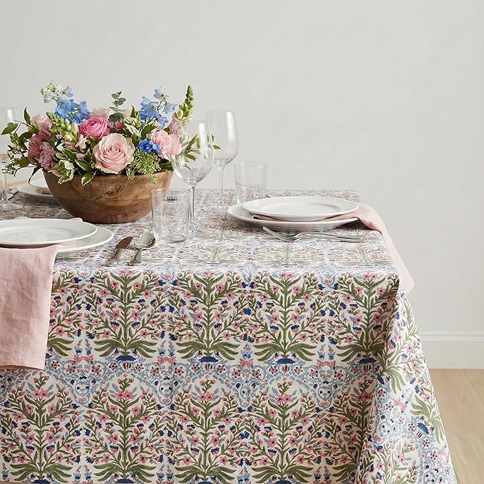 ATOSII Cotton Tablecloth Nargis Light Blue 60" X 108" Inches