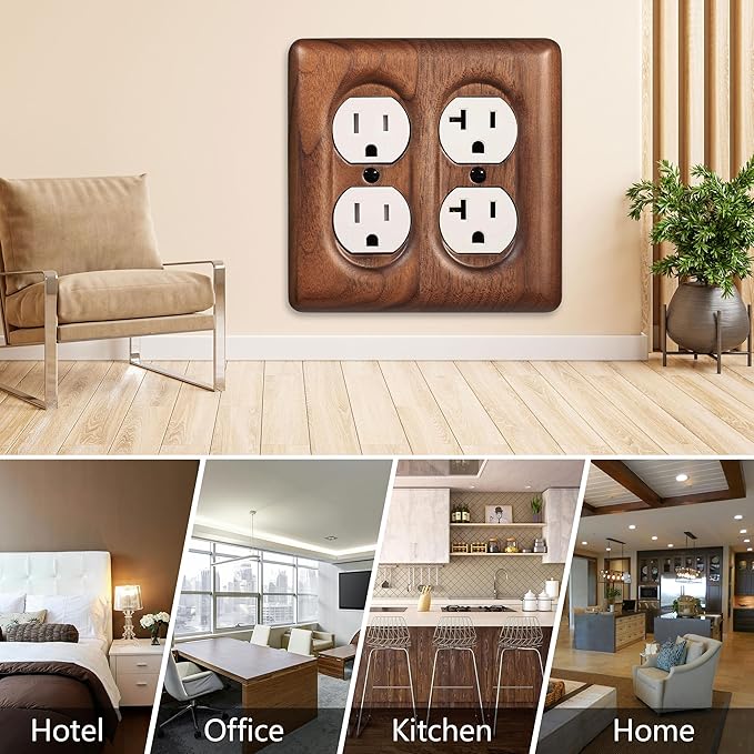 Decorative Outlet Covers Solid North American Walnut Plug Plate Covers, Electrical Wall Plates for Outlets