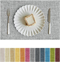 Softalker Faux Linen Placemats Set of 6-12 x 18 Inch, Heat Resistant Double Layered Durable Burlap Farmhouse Place Mats, Non-Slip Washable Rustic Table Mats for Dining, Kitchen, Party（Ash Grey