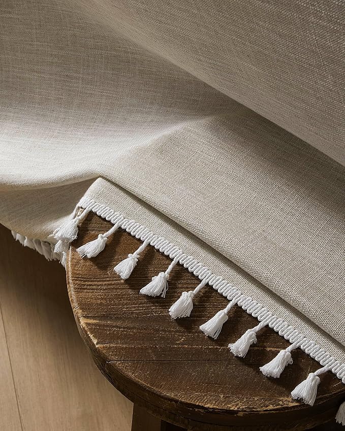 ZeeMart Contrast Linen Table Cloth Rectangle Table Cloths 60x104 Inch Brown, Farmhouse Style Heavy Weight Beige Tablecloth, Water Resistant Burlap Tablecloths