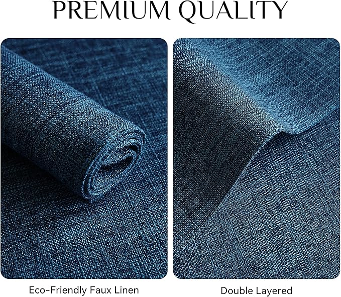 Softalker Faux Linen Placemats Set of 8-12 x 18 Inch, Heat Resistant Double Layered Durable Burlap Farmhouse Place Mats, Non-Slip Washable Rustic Table Mats for Dining, Kitchen, Party（Navy Blue