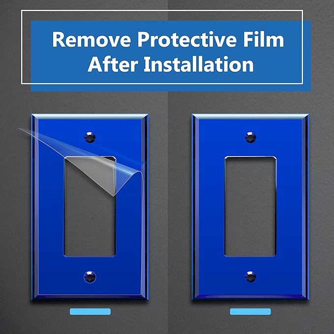LIDER Reflective Acrylic Decorator Wall Plate, Mirrored Light Switch Plate, Plexiglass Outlet Cover, Acrylic Glass, Oversized 1-Gang 5.25" x 3.44", LWP-31O-ABL, Blue
