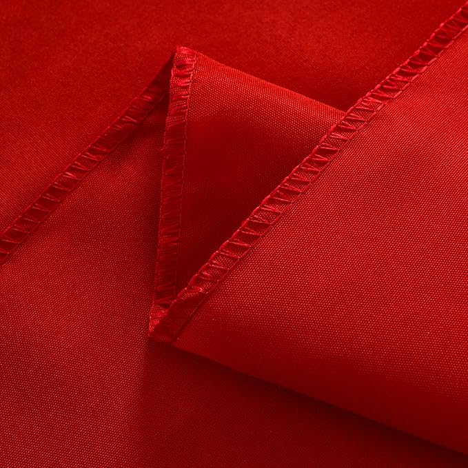6-Pack Round 120-inch Red Table Cloths, Solid Stain and Wrinkle Resistant Circular Tablecloth, Premium Plain Weave Polyester Fabric Table Linen Covers for Hotel, Banquet