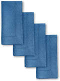 Solino Home Linen Napkins Set of 4 - Classic Hemstitch 100% Pure Linen Indigo Blue Dinner Napkins Cloth 20 x 20 Inch for Spring, Easter - Handcrafted and Machine Washable