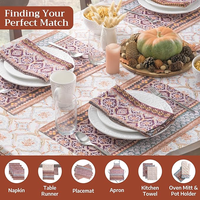 Maison d' Hermine Table Cloth Rectangle Table 100% Cotton 60 x 90 Inches Fall Tablecloth Reusable Everyday Use for Thanksgiving Christmas Decorations Dining Farmhouse Party (Fair Isle)