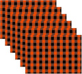 Urban Villa Halloween Placemats for Dining Table 100% Cotton Placemats 14''x20'' Over Sized Tablemats Set of 6 Placemats Orange/Black Color Buffalo Check Tablemats for Dinners Wedding PartiesPlacemats