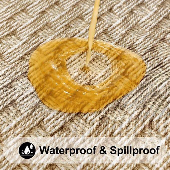 Smiry Rectangle Table Cloth Cover, Waterproof Elastic Fitted Picnic Tablecloth for 6 Foot Tables, Wipeable Flannel Backed Vinyl Tablecloths for Camping, Dining, Outdoor (Sand, 30" x 72")