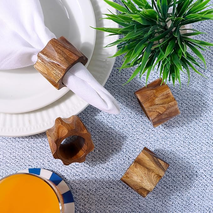ALPHA Living HOME Napkin Rings Set of 12 for Dinner Parties, Weddings Receptions, Family Gatherings, Everyday Use - Set Your Style with Daily Use Table Décor Accessories (Brown)
