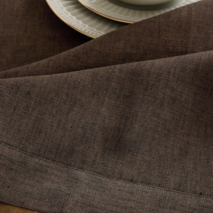 Solino Home Linen Cloth Napkins Set of 4-100% Pure Linen Chambray Brown Dinner Napkins 20 x 20 Inch for Winter - Athena, Handcrafted and Machine Washable