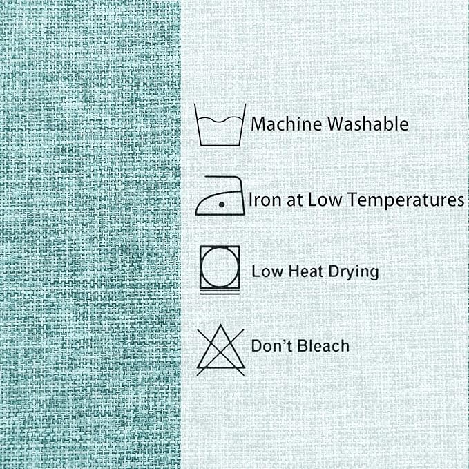 Hiasan 2 Pack Faux Linen Rectangle Tablecloth - Wrinkle and Stain Resistant Washable Table Cloth for Kitchen Dining Room Holiday Table Cover for Party Dinner, Aqua, 90 x 132 Inch