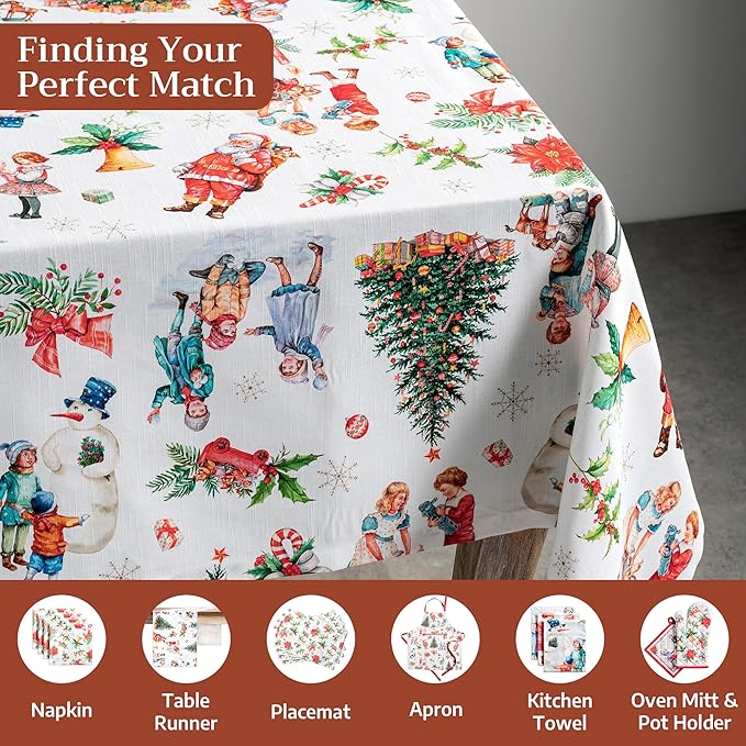 Maison d' Hermine Table Cloth Rectangle Table 100% Cotton 70 x 120 Inches Fall Tablecloth Reusable Everyday Use for Thanksgiving Christmas Decorations Dining Farmhouse Party (Chromo)