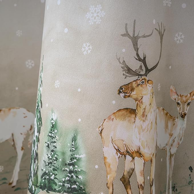 Maison d' Hermine Table Cloth Round Table 100% Cotton 69 Inches Fall Tablecloth Reusable Everyday Use for Thanksgiving Christmas Decorations Dining Farmhouse Party (Deer in The Woods)
