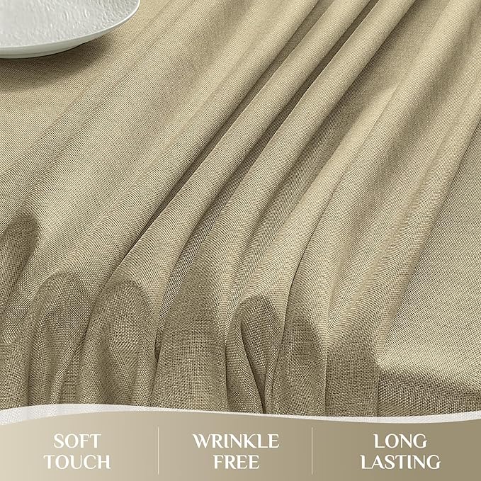 Softalker Tablecloths Rectangular 84x60 inch Linen Textured Table Cloth Waterproof, Stain and Wrinkle Resistant, Outdoor Table Cloth for 6 foot Rectangle Tables Decor for Party Holiday Birthday, Khaki