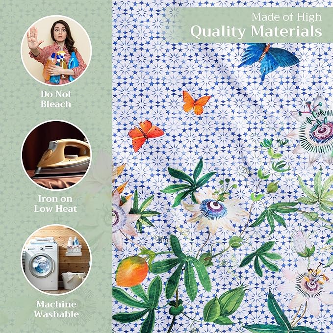 Maison d' Hermine Cloth Napkins Set of 4 100% Cotton Everyday Reusable Square Napkins Cloth Washable Dinner Party Wedding Restaurant Valentines Day Decorations Spring/Summer (Passiflora, 20" x 20")