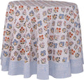 ATOSII Flora Bloom 100% Cotton Fall Round Tablecloth, Handblock Print Floral Table Cloth for Kitchen Dining Linen I Thanksgiving, Christmas, Weddings, Outdoors, Parties I 72" Inches Diameter
