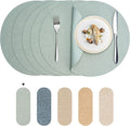 Round Wipeable Placemats Set of 6 – Faux Leather Round Table Mats, Waterproof & Washable Vinyl Placemats, Circle Design for Dining Table Decor– Sage Green