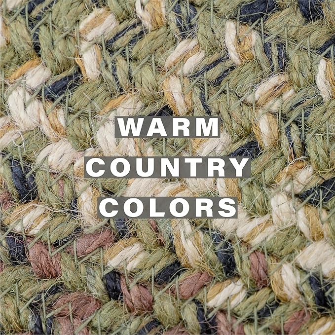 Homespice Pinecone Jute Woven Round Placemats Set of 6, 15", Warm Country Rustic Decor, Green Table Mats - Vibrant Colors, Durable, Easy to Clean and Protects Furniture