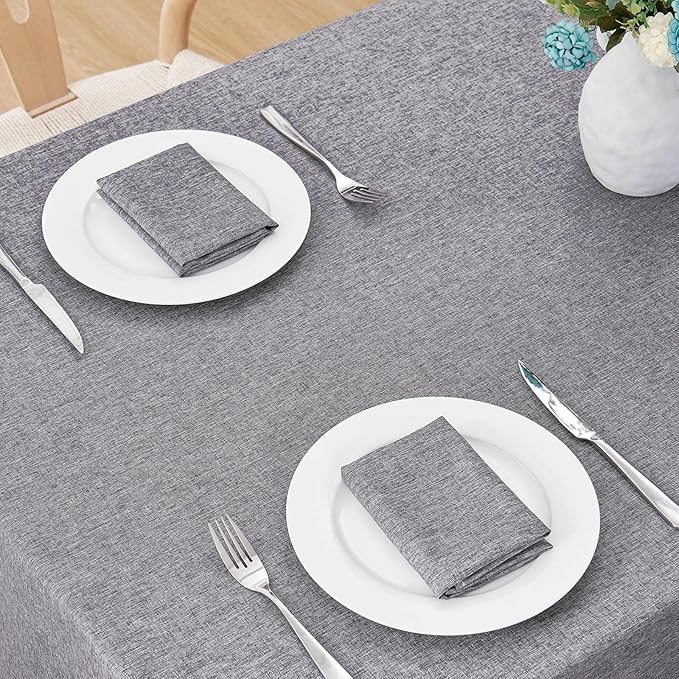 Rectangle Tablecloth Linen Textured Waterproof & Stain Resistant Table Cloth Wrinkle Free Decorative Fabric Farmhouse Table Cover for Dining/Party/Buffet/Wedding, 60 x 104 Inch, Dark Grey