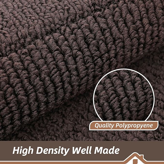 BEQHAUSE 30x18 Inch Kitchen Rug Mat Durable Kitchen Rugs Non-Slip Washable Absorbent Kitchen Mats for Floor Dirt-Resistant Semicircular Kitchen Mat (Brown)