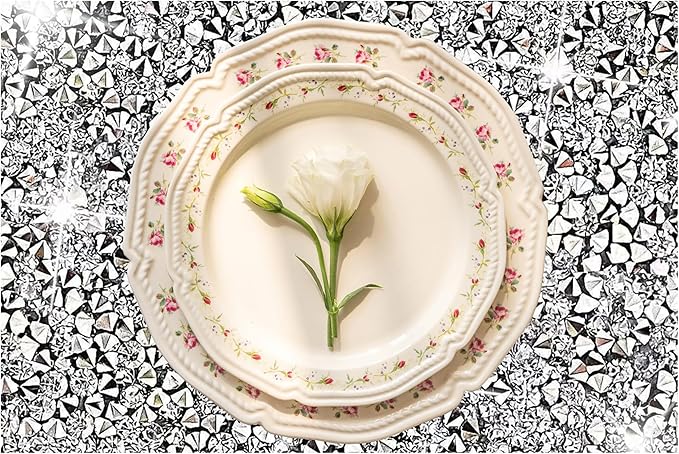 Silver Placemats Silver Heat Resistant Mat Square Placemats Silver Trivets Rhinestone Decor Place Mat Crushed Diamond Decor Bling Sparkly Mat Set of 8