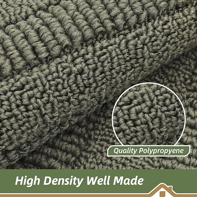 BEQHAUSE 24x40 Inch Kitchen Rug Mat Durable Kitchen Rugs Non-Slip Washable Absorbent Kitchen Mats for Floor Dirt-Resistant Semicircular Kitchen Mat (Green)