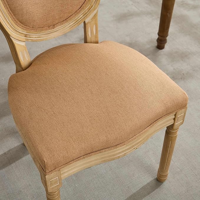 SoarFlash French Dining Chairs Set of 4, Vantage Dining Chair with Round Back, Wood Leg Farmhouse Country Dining Chair for Kitchen,Bedroom,Brown