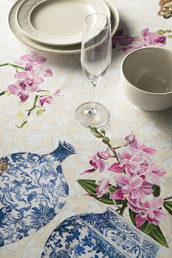 Maison d' Hermine Table Cloth Rectangle Table 100% Cotton 70 x 108 Inches Tablecloth Reusable Decorative for Dining Room Farmhouse Home Valentines Day Decorations Spring Summer - Canton