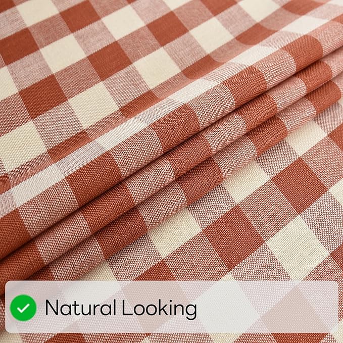 Gingham Table Cloth for Rectangle Tables Orange Checkered Plaid Tablecloth Heavy Duty Cotton Blend Washable & Wrinkle Table Cover for Outdoor Kitchen Dining Picnic Camping (52x70 Inch)