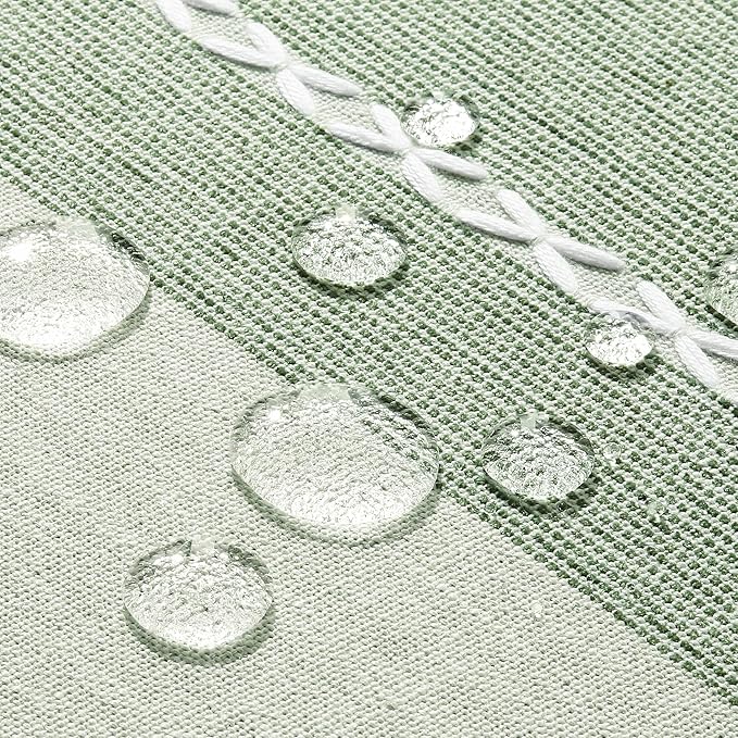 ZeeMart Contrast Linen Table Cloth Rectangle Table Cloths 52x70 Inch Green, Farmhouse Style Heavy Weight Sage Green Tablecloth, Water Resistant Burlap Tablecloths