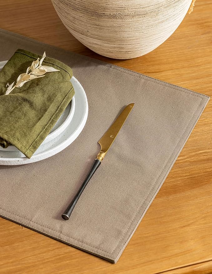 Cloth Placemats Set of 8 Machine Washable Burlap Brown Neutral Plate Coasters for Dining Table Mats Farmhouse Kitchen Table Decorations 12x18 Inch