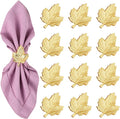 CLEENTABLE Maple Leaf Napkin Rings Set of 12 - Handcrafted Aluminum Napkin Holders for Cloth & Paper Napkins, Elegant Table Décor for Weddings, Thanksgiving, Christmas & Holiday Parties (Gold)