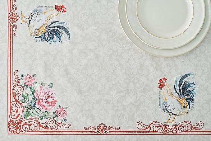 Maison d' Hermine Table Cloth Square Table 100% Cotton 54 x 54 Inches Tablecloth Reusable Decorative for Dining Room Farmhouse Home Valentines Day Decorations Spring Summer - Campagne