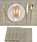 SLKQG Placemats Set of 4 - Easy Clean Washable Vinyl Placemats - Wipeable Heat Resistant Table Mats for Dining Table - 17.7x11.8 Inch (4, Gray & Gold Two-Tone)