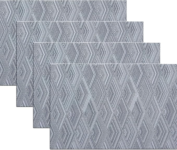 Druable Placemats Set of 4, Plastic Heat-Resistant Non-Slip Vinyl Place Mats Washable Easy to Clean Indoor Outdoor (18"x12", Dark Grey)
