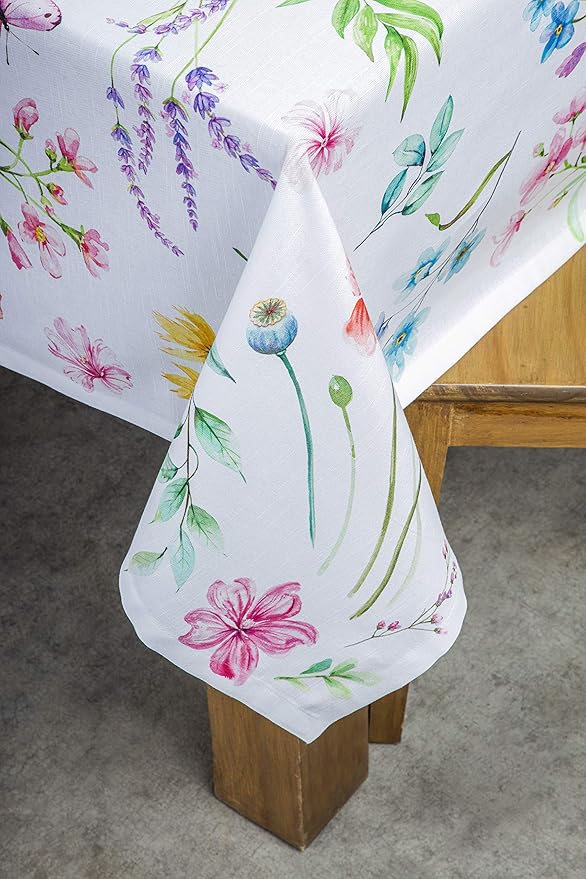 Maison d' Hermine Table Cloth Rectangle Table 100% Cotton 70 x 120 Inches Tablecloth Reusable Decorative for Dining Room Farmhouse Home Valentines Day Decorations Spring Summer - Just Floral