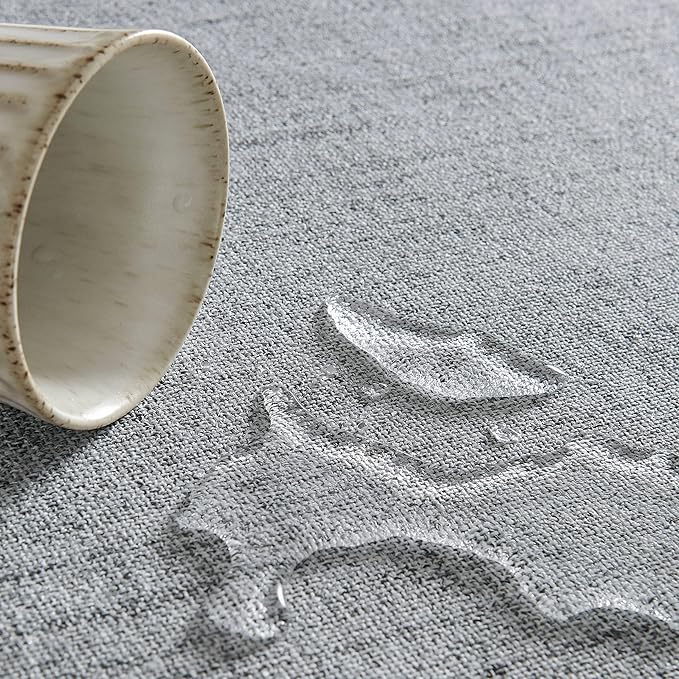 Linen Tablecloth for Rectangle Table 60x84 Inch Grey, Farmhouse Style Grey Tablecloth, Water Resistant Burlap Tablecloths for Dining Table Farmhouse Kitchen