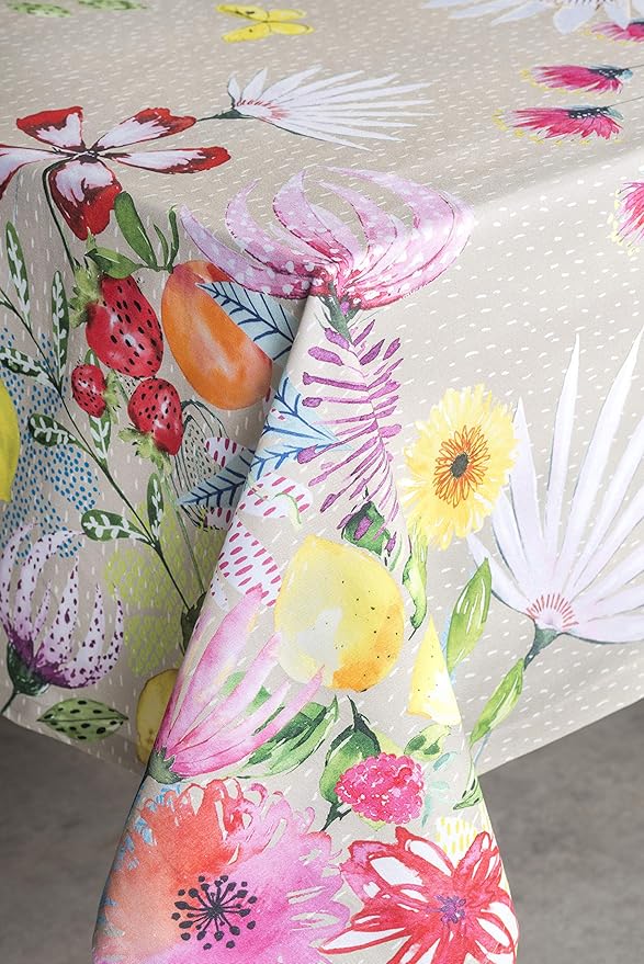 Maison d' Hermine Table Cloth Rectangle Table 100% Cotton 70 x 90 Inches Tablecloth Reusable Decorative for Dining Room Farmhouse Home Valentines Day Decorations Spring Summer - Jardin D'Ete - Fog