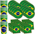 Brazil Flag Birthday Party Supplies Set Plates Napkins Cups Tableware Kit for 16